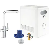 GROHE Blue Professional Mitigeur monocommandé pour évier Set, portée 223mm, bec en L, avec fonction filtre et refroidissement, extractible, 31326002