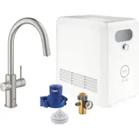 GROHE Küchenarmatur mit Filterfunktion Blue supersteel matt 31325