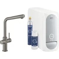 GROHE Robinet de cuisine avec fonction filtre Blue hard graphite brossé 31454