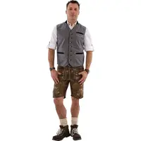 Haus Huberts Gilet traditionnel en laine gris clair, taille : 48