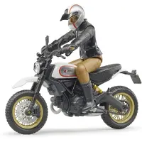 BRUDER 63051 Scrambler Ducati Desert Sled mit Fahrer Spielzeugmotorrad