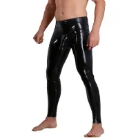 Late X Pantalon en Latex avec Manchon de Pénis pour Hommes - Noir - XL