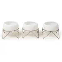 Umbra Porte-plante Potsy - 14x14x12cm - 3 pièces - Céramique Blanc/Nickel