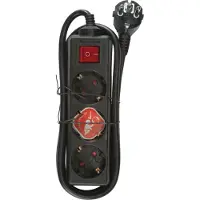 Brennenstuhl Prise triple noire avec interrupteur 1,4 m H05VV-F