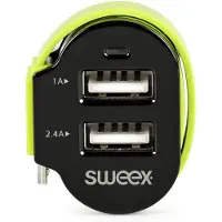 Redbrick Chargeur de voiture 3 sorties 6 A 2 x USB / Micro USB Noir/Vert
