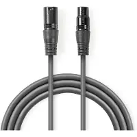 Nedis Câble adaptateur DMX XLR 3 broches mâle XLR 3 broches femelle nickelé 1,50 m rond PVC (1.50 m, Câbles XLR)