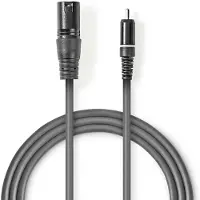 Nedis Câble audio non équilibré - XLR 3 broches mâle - RCA - nickelé - 3.00 m - rond - PVC - gris foncé - étui en carton