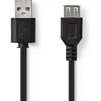 Nedis Câble USB USB 2.0 USB-A mâle USB-A femelle 480 Mbps Nickelé 2.00 m rond P (2 m, USB 2.0)