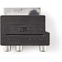 Nedis Adaptateur Péritel | SCART Mâle | S-Video Female / 3x RCA Female | Plaqué nickel | Commutable | ABS | Noir | 1 pièces | Boîte