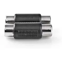 Nedis Adaptateur audio stéréo | 2x RCA Hona | 2x RCA Hona | Nickelplaterad | Rak | ABS | Svart | 1 st. | Verrouillage