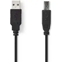 Nedis Câble USB | USB 2.0 | USB-A mâle | USB-B mâle | 480 Mbps | Nickelé | 2.00 m | Rond | PVC | Noir | Boîte