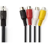 Nedis Câble audio DIN 5 broches mâle 4X RCA femelle Nickelé 0.20 m rond PVC Noir Enveloppe 0. (0.20 m)
