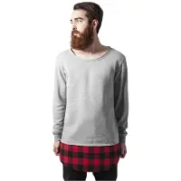 Urban Classics Sweat-shirt gris chiné / rouge / noir
