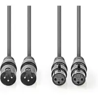 Nedis Coth15030gy15 Câble Audio Symétrique 2x Xlr 3 Broches M-2x Xlr 3 Broches F Nickelé 1.5 M