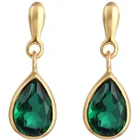 Elli PREMIUM Boucles d'oreilles 'Tropfen' or / vert