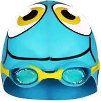 Waimea Bonnet de Bain Waimea Kids Vis avec Lunettes Natation Bleu