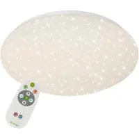 Briloner VERB Plafonnier LED moderne dimmable avec télécommande 28cm rond 15W 1300lm 3000 à 6000 K blanc chaud à froidReproduction étoilé blanc lampe plafond salon chambre