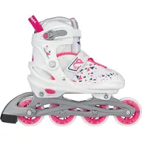 Nijdam Pattins à roulettes pour filles , réglables de la taille 33 à 36, roulements ABEC 5, dimensions des roues : 64 x 22 mm, neufs