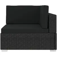 vidaXL Canapé d'angle modulaire 1 pc + coussins Poly rotin noir