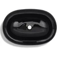 vidaXL lavabo en céramique noir ovale