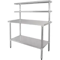 Vogue Table de travail en acier inoxydable avec étagères | 180 x 150 x 60 cm