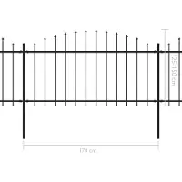 vidaXL Clôture de jardin avec fer de lance Acier 359 x 150 cm Noir