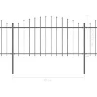 vidaXL Clôture de jardin avec pointes de lance Acier (1,25 - 1,5) x 17 m Noir