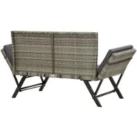 vidaXL Banc de jardin avec coussins 176 cm Gris Poly rotin