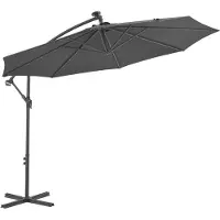 vidaXL -schwimmender Parasol mit LED -Beleuchtungsstahl 300 cm Anthrazit