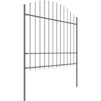vidaXL Clôture de jardin avec lances (1.5-1.75)x15.3 m acier noir