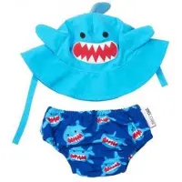 Zoocchini Shark Swimsuit Diaper Upf 50 Bleu 12-24 Months Garçons