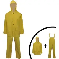 Super Merchant Combinaison de pluie 2 pièces Imperméable Résistant Capuche Jaune XL