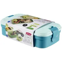 Keter Boîte avec couverts - - Lunch&amp;Go - Bleu - Rectangulaire - Compatible lave-vaisselle