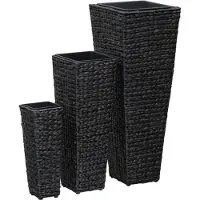 vidaXL Lits surélevés 3 pcs Jacinthe d'eau Noir