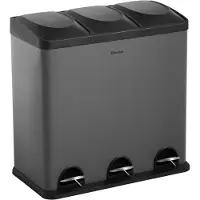 Homra MAXER Poubelle - 3 Compartiments - 60 Litres (3x 20L) - Poubelle à pédale - Gris