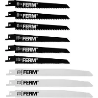 Ferm Jeu de lames de scie à guichet - RSA1001 - 9 Pièces - 6.35 TPI - 127mm Longueur dentée - HCS - 150 x 19 x 1.2mm - 200 x 19 x 1.2mm