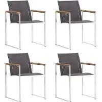 vidaXL Chaises de jardin 4 pcs. Textilène et acier inoxydable Gris