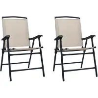 vidaXL Chaises de jardin pliantes 2 pcs. Textilène blanc crème