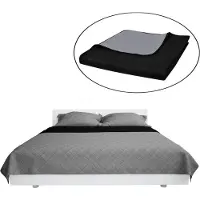 vidaXL Couvre-lit à double face matelassé Noir/Gris 220x240 cm130884
