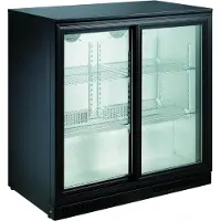 CombiSteel Réfrigérateur de bar noir à 2 portes coulissantes