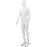 vidaXL Mannequin homme corps complet base verre Blanc brillant 185 cm