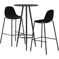 vidaXL Ensemble de bar 3 pièces tissu noir