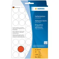 Herma - Papier - mat - adhésif permanent - rouge - diamètre 19 mm 1280 étiquette(s) (32 feuille(s) x 40) étiquettes
