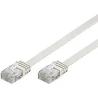 Goobay Câble patch plat CAT 5e, U/UTP, blanc, 15 m - Conducteur en aluminium recouvert de cuivre (CCA)