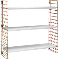 Metaltex 377608340 Bibliothèque TOMADO avec 3 étagères blanches et grilles latérales en cuivre / Étagère suspendue / Système d'étagères TOMADO