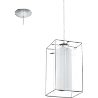 Eglo 94377 Loncino 1 Lampe à suspendre acier chrome verre satiné clair blanc