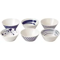 Royal Doulton Ensemble de 6 bols motifs mixtes en porcelaine Pacific bleu/blanc