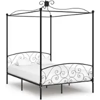 vidaXL Châssis de lit à baldaquin noir métal 140 x 200 cm