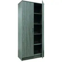 Molecule Armoire de rangement Ray 80cm à 2 portes et 4 tablettes - chêne gris
