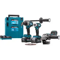 Makita Ensemble de 3 machines 40 V max XGT (DF001G + GA005G + TD001G) - - avec 2 Batteries 40V 4Ah - chargeur - MakPac DK0125G301